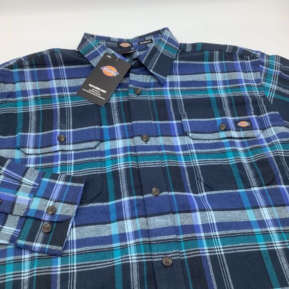 Dickies Mens Flex Flannel Relaxed Fit Long Sleeve Button Up Shirt Plaid Size M N - Picture 1 of 9
